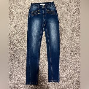 Maurices Navy Skinny Jeans with Dual Zipper Details